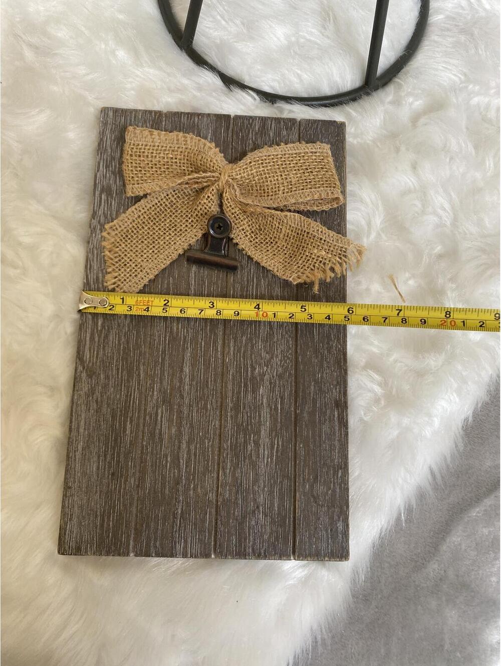 Rustic Wooden Clipboard with Burlap Bow and Metal Clip - Picture 5 of 5
